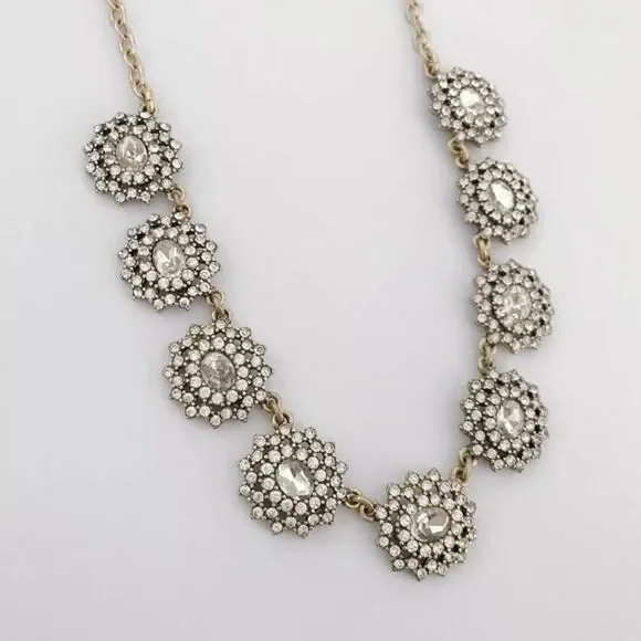 J. CREW GOLD TONE CUT CRYSTAL NECKLACE NWOT - Picture 2 of 2